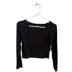 Old Navy-Go Dry-Ultralite-Long Sleeve-Thumbhole-Crop Top-Black-Girls-L